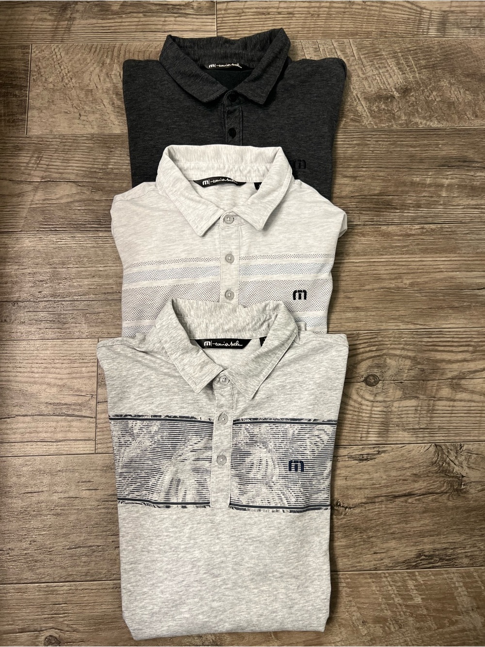 Travis Mathew Men’s Polo Lot - Charcoal and Light Gray Two-Tone Styles